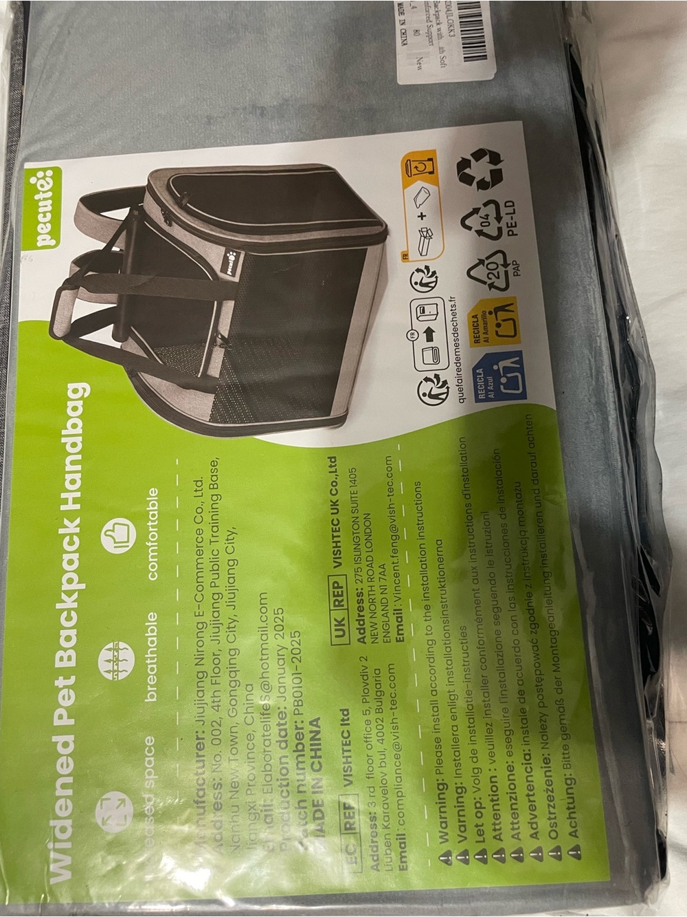 Black Widened Pet Backpack Handbag